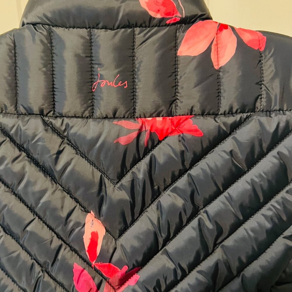 Joules-Women's Puffer Floral Navy Blue Vest-Great Britain-Size 8 US-Warm-Travel - Picture 9 of 16